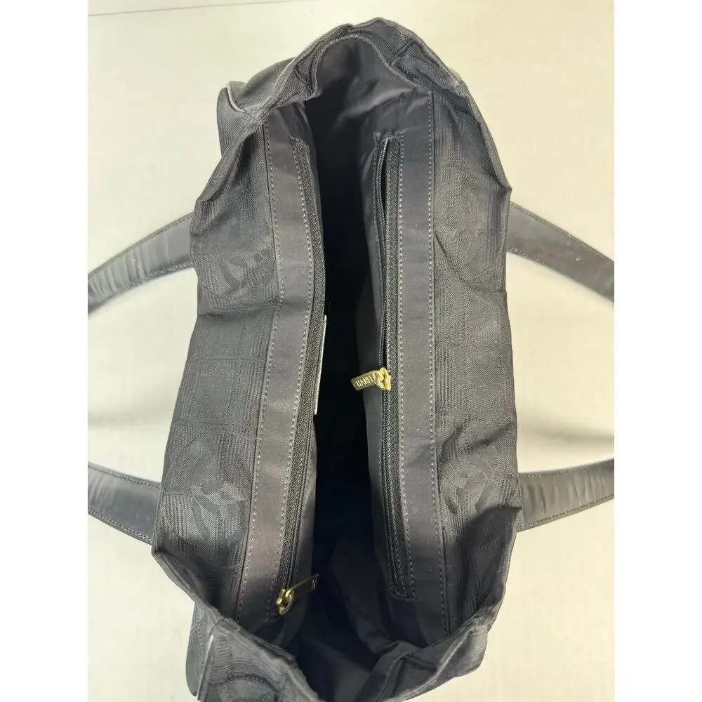 Chanel New Travel Line Tote Black Jacquard CC Shoulder Bag